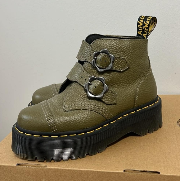 Dr. Martens Olive Green Platform Boots - Picture 7 of 10
